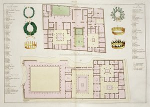 クエスト家と牧神の家のプラン、ポンペイ、プレート25A、国の歴史のパートI（アクアチント）のクラス5 作： Italian School