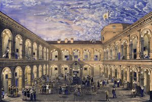 1846年6月21日の夜、Civita Castellana砦の政治犯が教皇ピオ9世の戴冠式に恩赦を認めた（トイレ付きトイレ） 作： Italian School