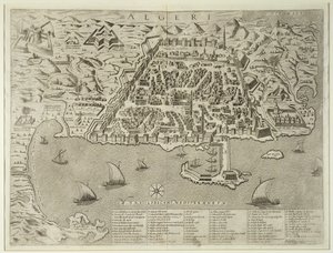 アルジェの港と町、1572年 作： Italian School