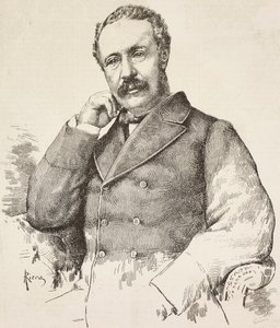 チャールズ・ジョージ・ゴードン（ゴードン・パシャとして知られる）（1833-1885）、イギリスの将軍の肖像、A・リエラの図面からのエングレーヴィング、『L