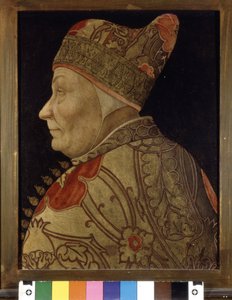 フランチェスコ・フォスカリ (1373 - 1457)、ヴェネツィアのドージェの肖像。 木に絵を描く。 SD。 ベニス コッレール美術館 作： Italian School