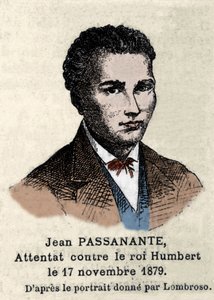 チェーザレ・ロンブローゾ（1835-1909）が描いた肖像画をもとに、1878年にナポリでイタリア国王ウンベルト1世（ハンバート1世）への襲撃を実行したジョヴァンニ・パッサナンテ（1849-1910）の肖像。この出来事に触発された詩人のジョヴァンニ・パスコリ（1855-1912）が 作： Italian School