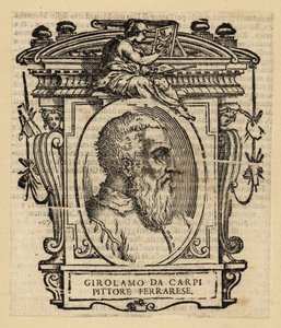 フェラーラのエステ家の宮廷で活躍したイタリア人画家・装飾家、ジローラモ・ダ・カルピの肖像 作： Italian School
