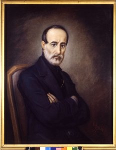 ジュゼッペ・マッツィーニ（1805年または1808年～1872年）の肖像。19世紀の絵画。リソルジメント博物館。ミラノ 作： Italian School