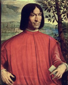 壮大なロレンツォ・デ・メディチの肖像 (1449-92) (パネル) 作： Italian School