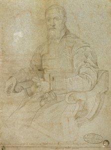 ティツィアーノ（ティツィアーノヴェチェッリオ）の肖像（c.1485-1576）ローマの学校（紙に木炭） 作： Italian School