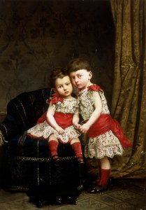 ドリアの家からの2人の子供の肖像画 作： Italian School