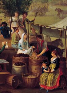 ジャガイモと栗の販売者、無名の画家による絵画、イタリア 作： Italian School