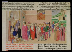 「Decretum Gratiani」（ベラム）から教皇への作品の贈呈 作： Italian School