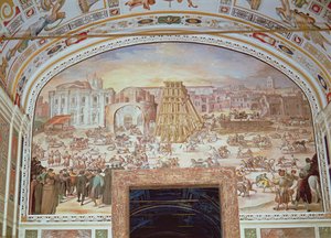 ネロのサーカスからのオベリスクの除去 作： Italian School