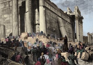 イタリアの政治・宗教改革者であるアルノー・ド・ブレシア（Arnaldo da Brescia）（1090-1155）の予言中の姿を表したもの。1145年、彼はローマで、追われる身となった教皇ユージン3世に対する反乱を説き、ローマ共和国の復活を目指した。 作： Italian School