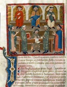 公証人研究室の表現 Matricola del Consorzio dei Notai di Perugia (ms. 972) (公証人団の登録簿) 1343-1354 Perugia, Biblioteca Comunale Augusta より引用。 作： Italian School