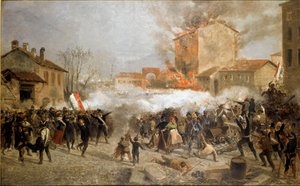 1848年の革命、ミラノの5日間：3月22日に反乱軍がトサ門を占拠（絵画