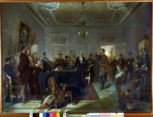 リソルジメント。ミラノの5日間（Cinque giornate di Milano）（1848年3月18日〜22日）：これは1848年の革命（第一次イタリア独立戦争の一部）の最初のエピソードの一つで、ミラノの人々が反乱を起こしたことを示している。 作： Italian School