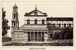 ローマ：セントポール大聖堂（リトグラフ 作： Italian School