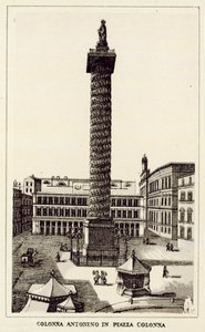 ローマ：アントニーノ・コロンナ コロンナ広場にて（リトグラフ 作： Italian School