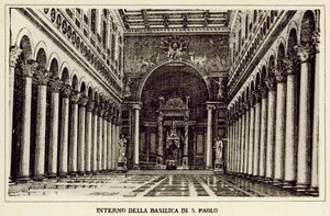 ローマ：セント・ポール寺院の内部（リトグラフ 作： Italian School