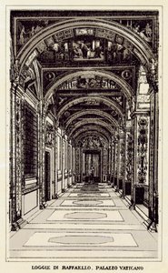 ローマ：Loggie Di Raffaello、ヴァチカン宮殿（リトグラフ 作： Italian School