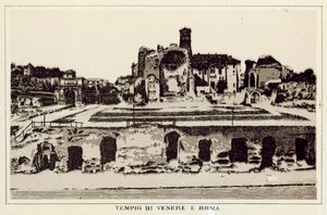 ローマ：ヴィーナスの神殿とローマ（リトグラフ 作： Italian School