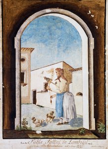 ロマーニャの女性 水彩・インク イタリア 作： Italian School