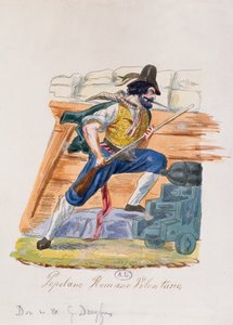 1848年のローマの蜂起のローマで人気のあるボランティア（色の彫刻） 作： Italian School