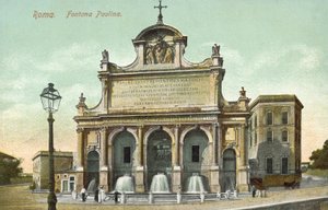イタリア、ローマ、フォンタナ・パオリーナ（カラーリトグラフ）