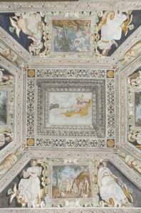 ジュノの部屋：夫の裏切りを見て2つの孔雀に引っ張られた戦車のジュノ 作： Italian School
