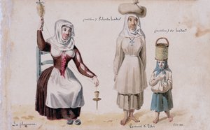 ティッシのサルデーニャ人の衣装、プリントms.257、コミノッティ・コレクション 作： Italian School