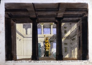 「ポリウト」のセットデザイン、市立劇場、ファエンツァ、1857 作： Italian School