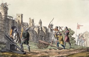 15世紀の兵士と大砲、国の歴史（アクアチント）のプレート16 作： Italian School