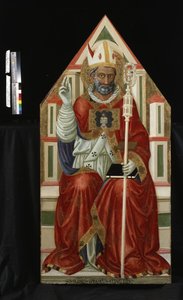 St. Blaise (木にテンペラと金) 作： Italian School
