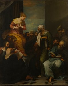 裁判官と論争する聖キャサリン、1650〜1710年頃（キャンバスに油彩） 作： Italian School