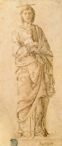 伝道者聖ヨハネ、ジョヴァンニ ベッリーニ (c.1430-1516) またはアンドレア マンテーニャ (1430-1516) 作 (紙にペンとインク) 作： Italian School