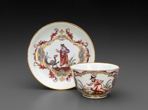 茶碗とソーサー、1755年頃（軟磁性磁器 作： Italian School