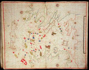 航海地図からのエーゲ海、1646年（ベラムにインク）（330940も参照） 作： Italian School