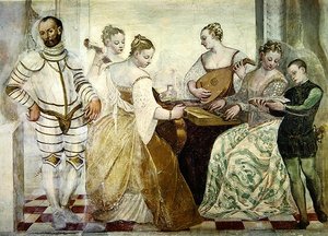 コンサート、1570年（詳細） 作： Italian School