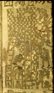 バベルの塔の建設、1166年（モザイク） 作： Italian School