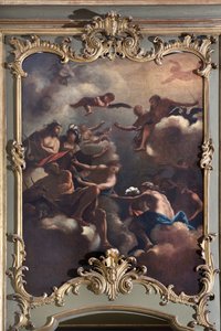 神々の会議：オリンポスのゼウスが神々を取り囲む。イタリア派の絵画（18世紀 作： Italian School