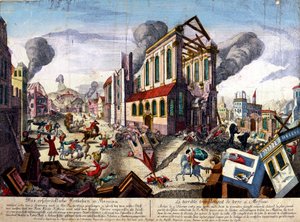 1783年のメッシーナの地震（彩色済み彫刻 作： Italian School