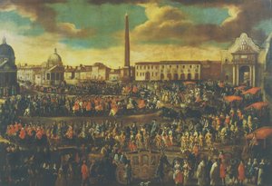 ローマ大使、ピザデルポポロの入場 作： Italian School