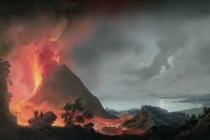 1810年のヴェスヴィオ火山の噴火 作： Italian School