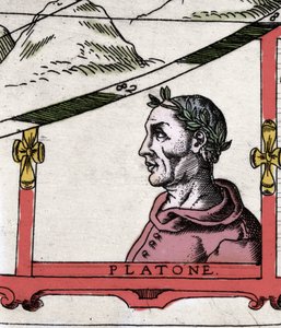 ギリシャの哲学者プラトン（紀元前428～348年）"アトラス・デ・ウルバノ・モンテの詳細 作： Italian School