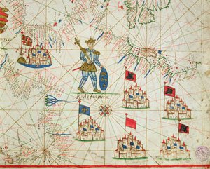 航海地図からのフランス王国、1646年（ベラムのインク） 作： Italian School