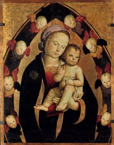 ケルビンに囲まれた聖母子 イタリア学派の祭壇画