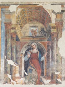 聖母の受胎告知、16 世紀 (フレスコ画) 作： Italian School
