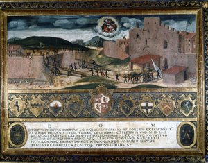 1552年、シャルル5世のスペイン人が建てた要塞を、シエナの住民が破壊した。 作： Italian School