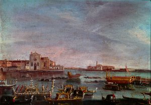 ヴェネツィアの大運河でのレガッタ 18世紀の匿名の絵画 日36x54 cm ヴェネツィア、Museo Correr 作： Italian School