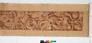 アンティークの後の3つのドローイング、c.1750（黒いチョークのかすかな表示の上に茶色のウォッシュで強調されたブラシのドローイング） 作： Italian School