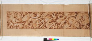 アンティークの後の3つのドローイング、c.1750（黒いチョークのかすかな表示の上に茶色のウォッシュで強調されたブラシのドローイング）