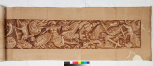 アンティークの後の3つのドローイング、c.1750（黒いチョークのかすかな表示の上に茶色のウォッシュで強調されたブラシのドローイング） 作： Italian School